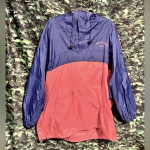 Vintage Britches USA Hooded Windbreaker Jacket Orange Blue Colorblock Unisex M